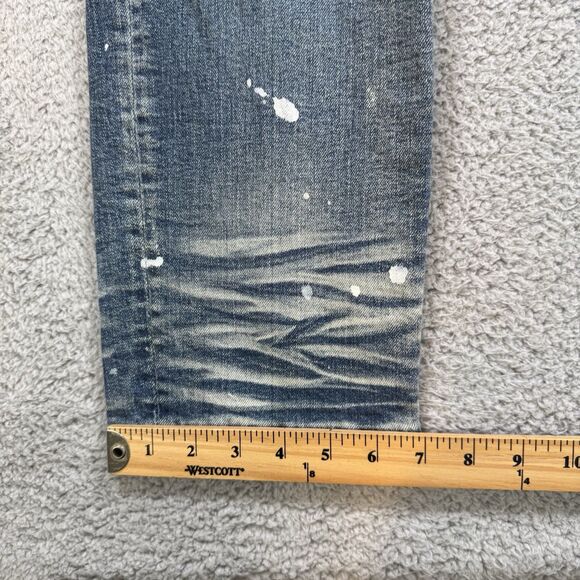 S VALABASAS Slim Straight Jeans Mens 40x30 Blue Denim Stretch Distressed - Picture 6 of 12